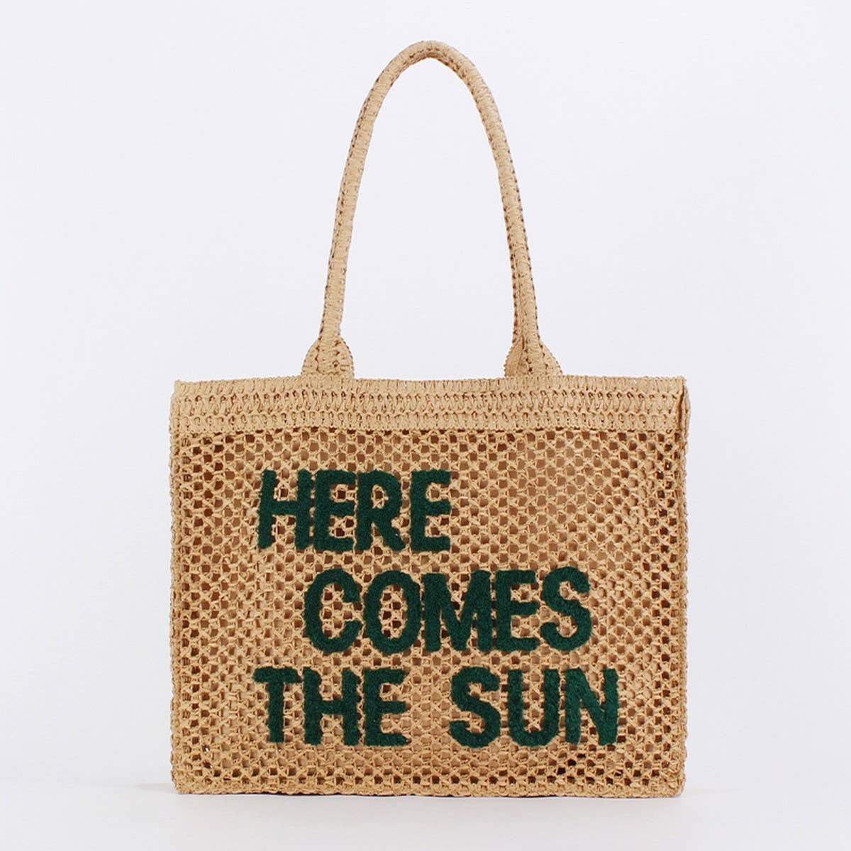 LARGE CAPACITY STRAW BAG WITH EMBROIDERED LETTERS_CWAB4700: CAMEL / (OS) 1
