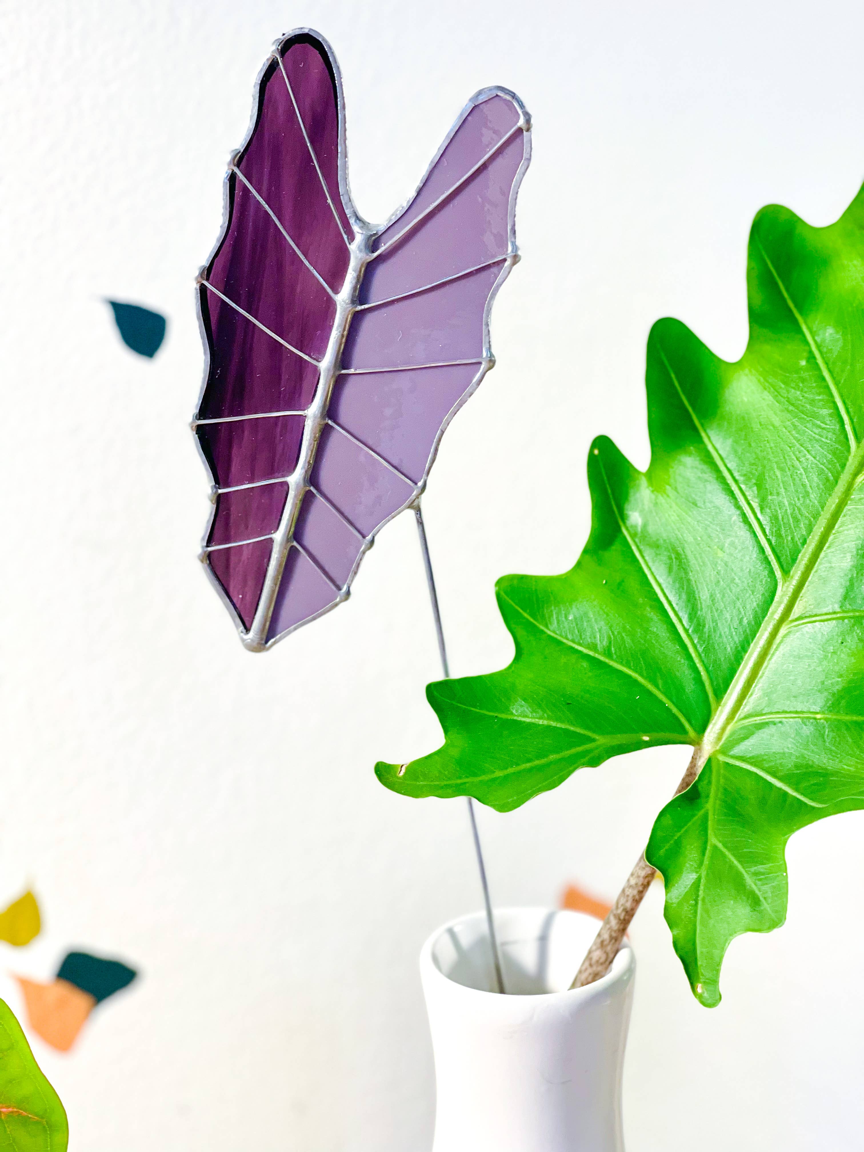 Stained Glass | Tropical Green Large Alocasia Leaf