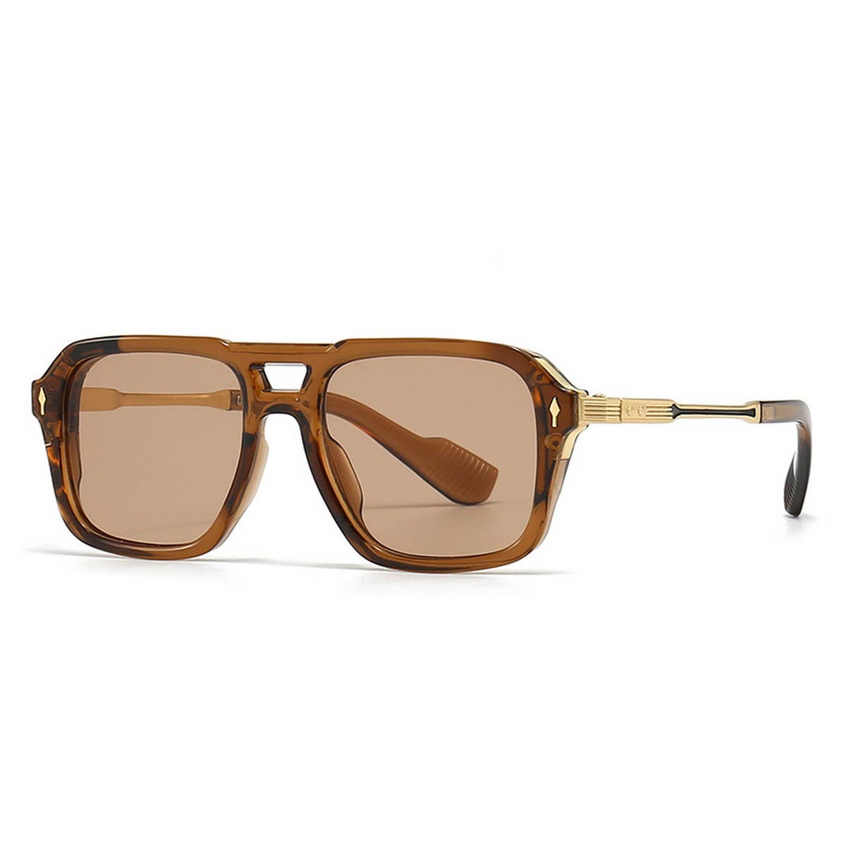 Sunglasses | Coffee Colored Retro Double Beam Square Frame