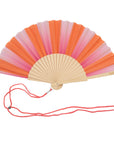 Wooden Fan | Pink and Orange Stripe
