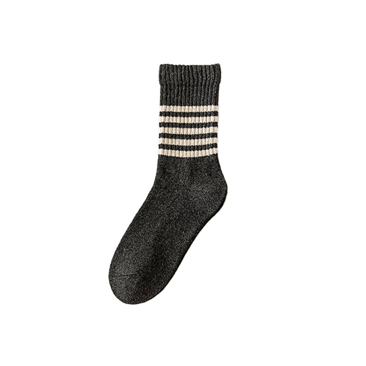 Japanese Style Striped Crew Socks | Beige