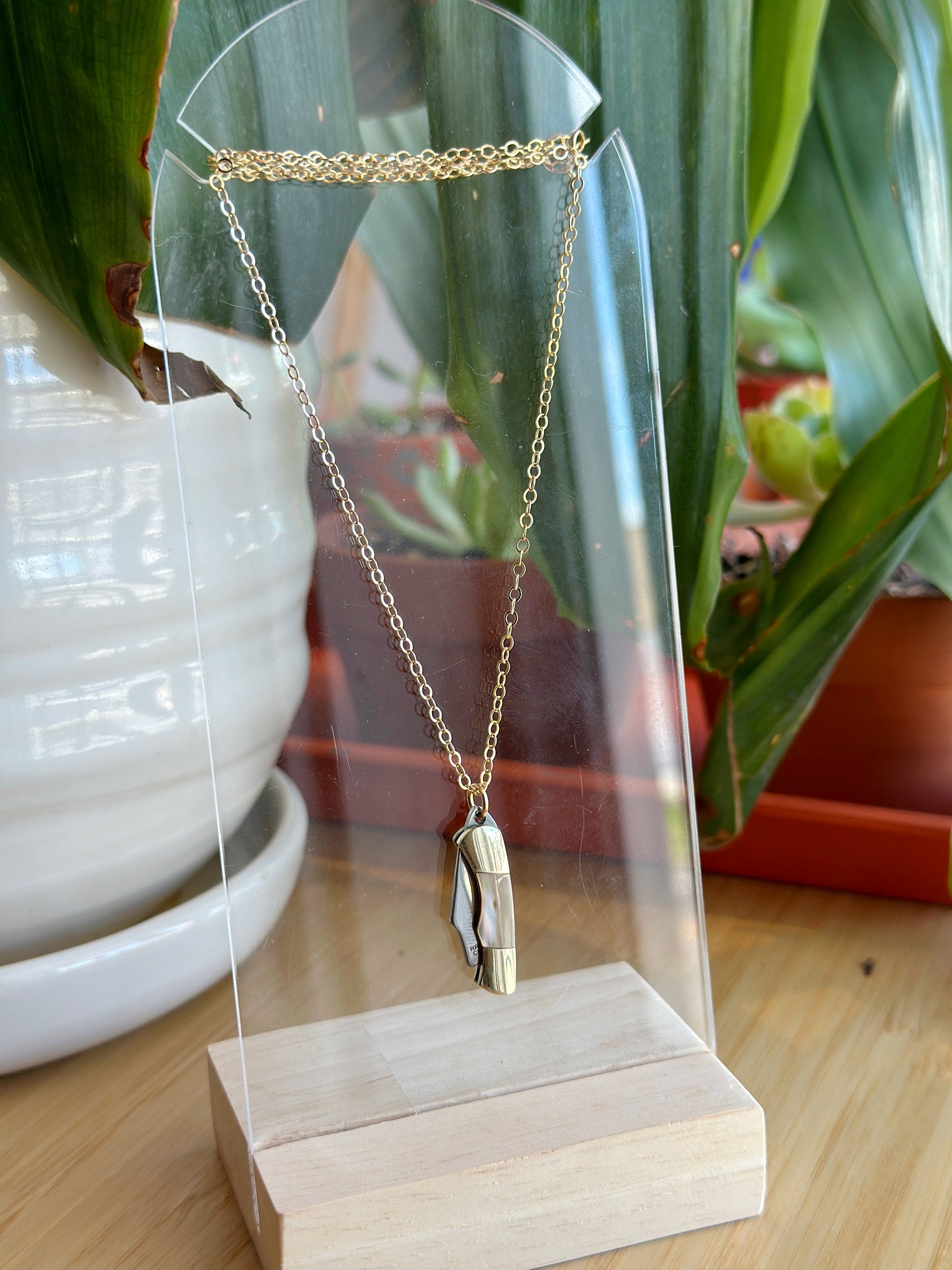 Mini Mother of Pearl Knife Necklace