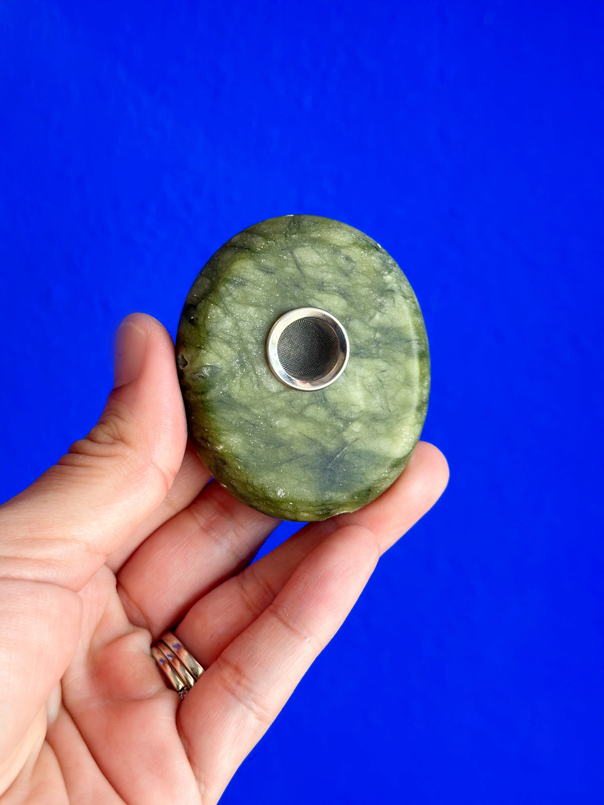 Crystal Pebble Pipe | Serpentine Jasper