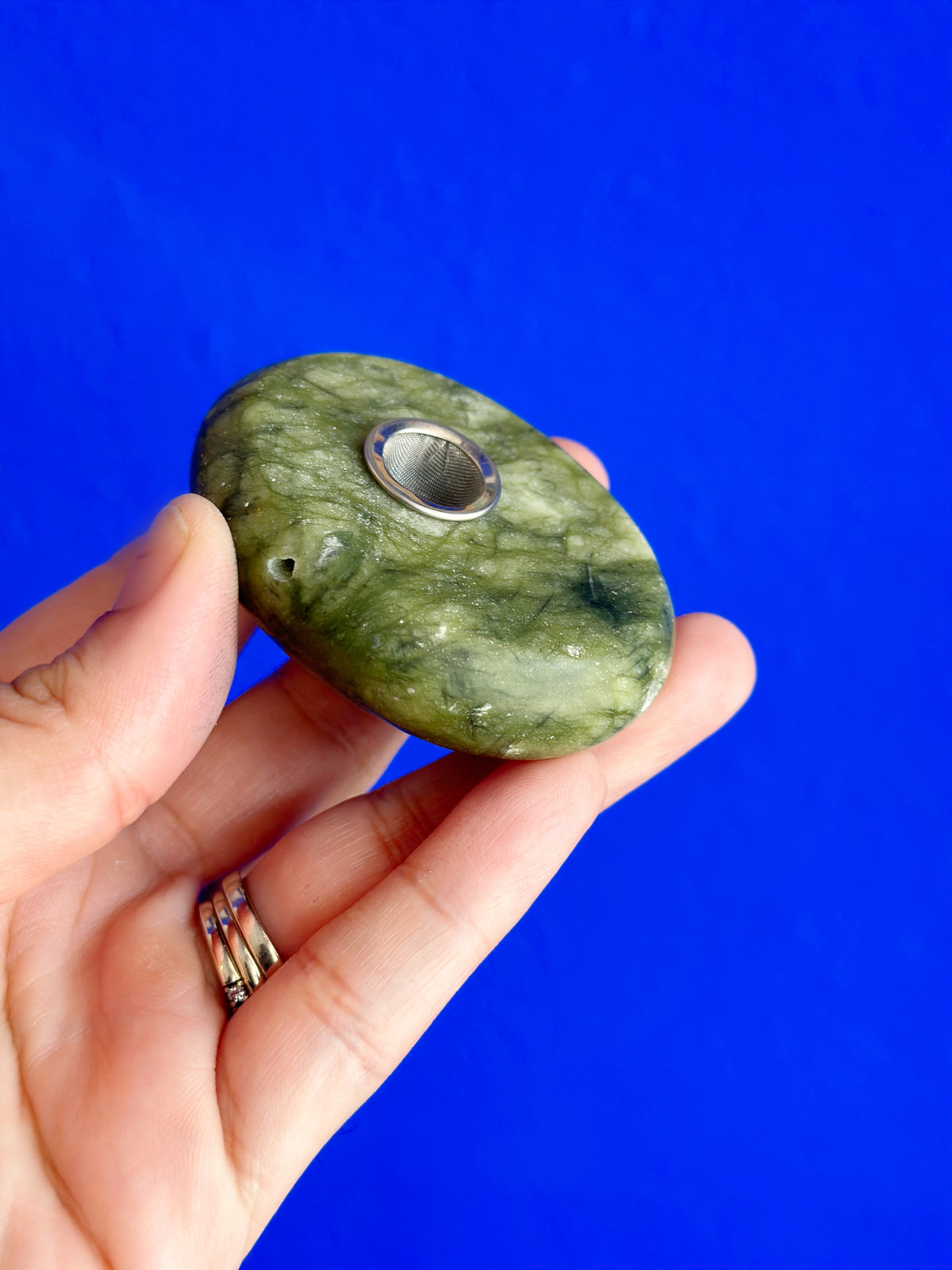 Crystal Pebble Pipe | Serpentine Jasper