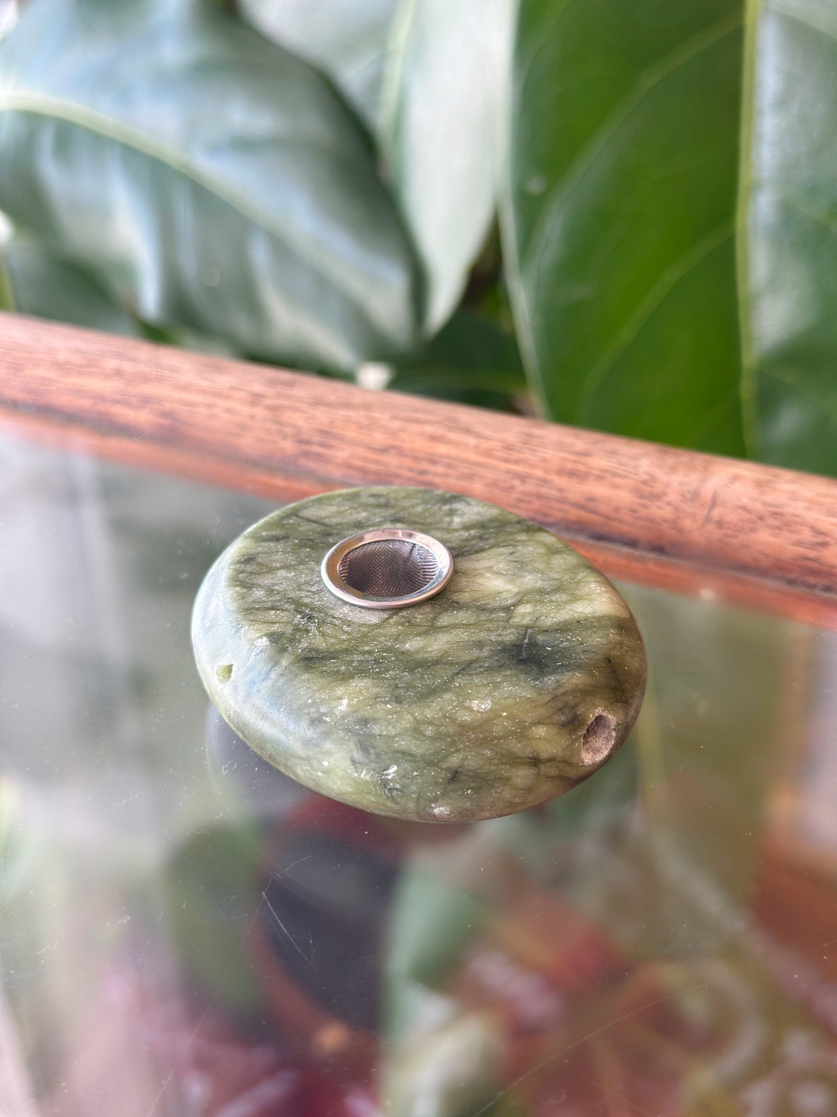 Crystal Pebble Pipe | Serpentine Jasper