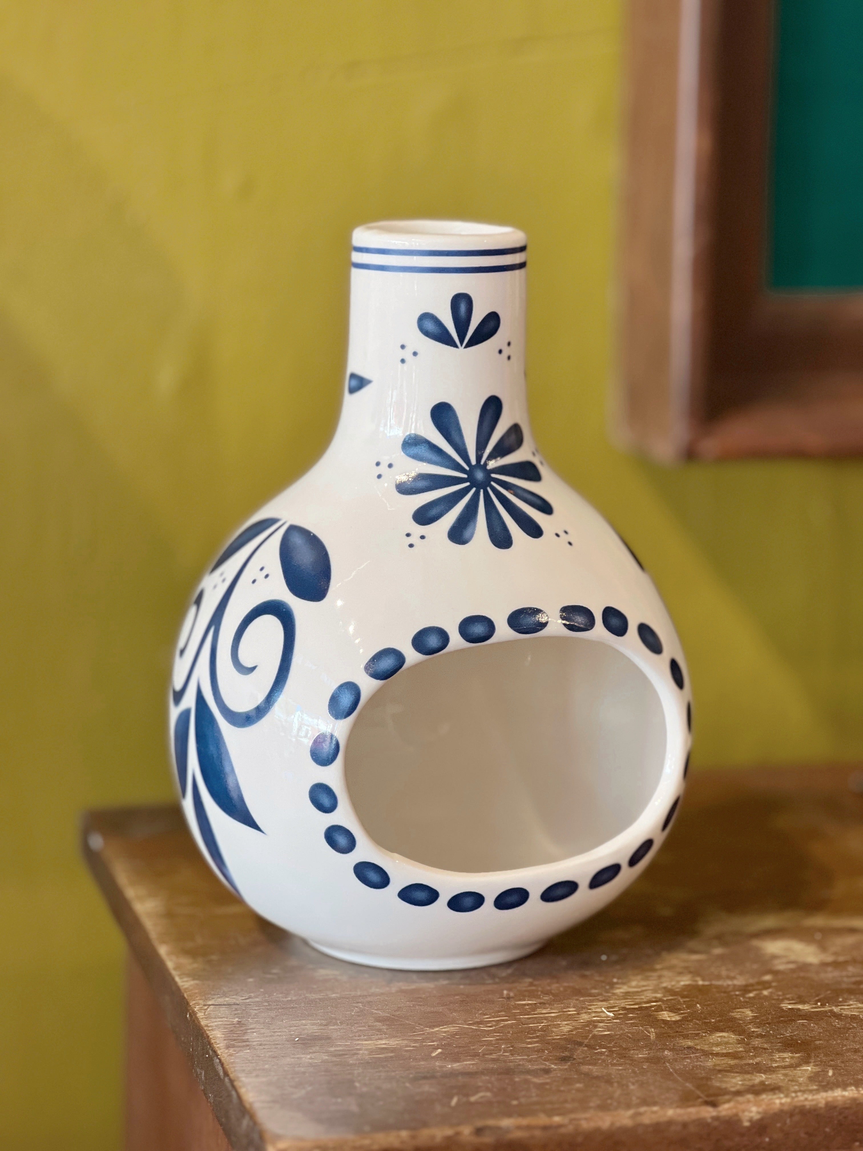 Chiminea | Blue &amp; White Floral Ceramic Incense Holder