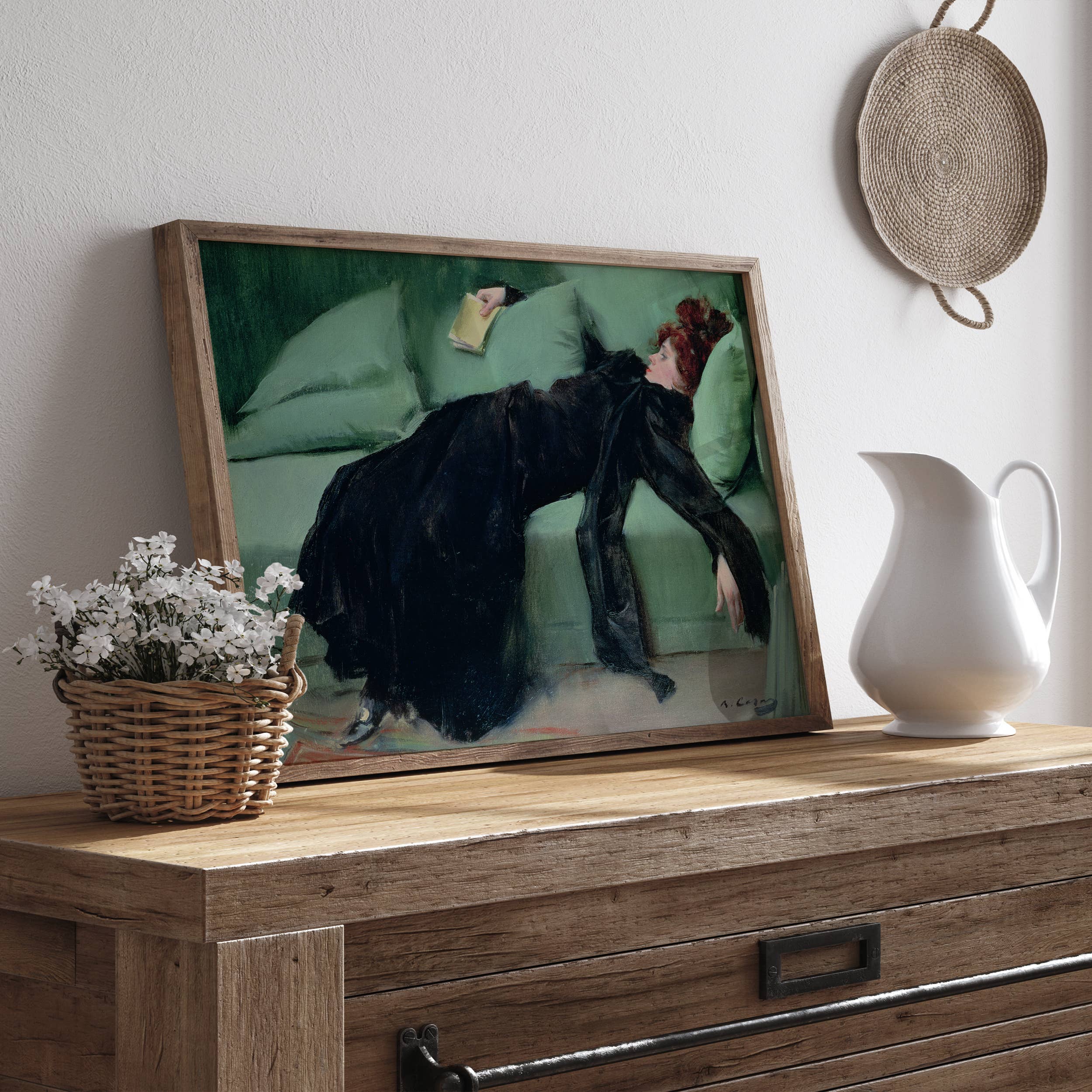 Despite the original artwork by Ramon Casas being over 100 years old, we can relate to her. Featuring stunning complementary colors of red and green, this print is striking along with being relatable. Let this piece capture your tiredness and become a talking point in your home. (No, seriously, we know you're exhausted.)
