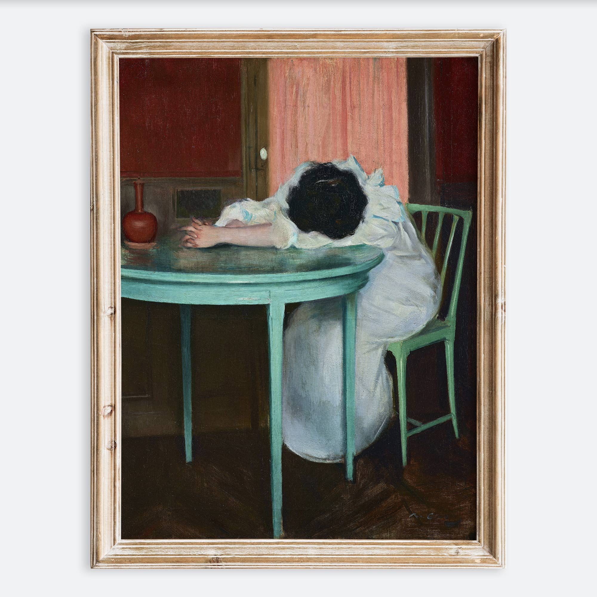 Despite the original artwork by Ramon Casas being over 100 years old, we can relate to her. Featuring stunning complementary colors of red and green, this print is striking along with being relatable. Let this piece capture your tiredness and become a talking point in your home. (No, seriously, we know you're exhausted.)