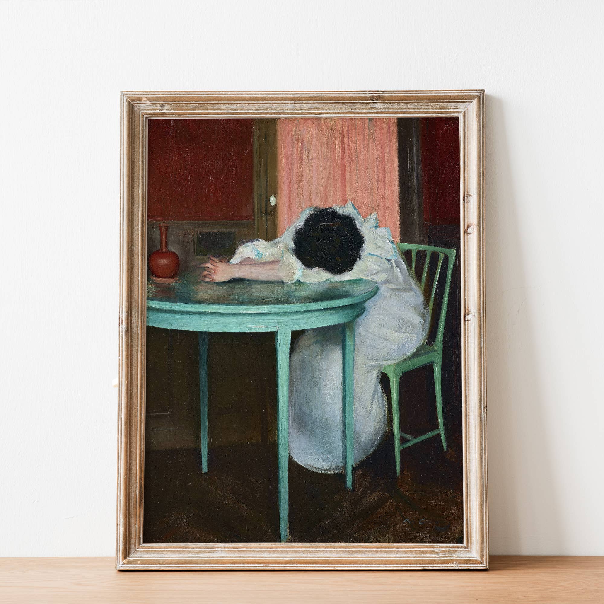 Despite the original artwork by Ramon Casas being over 100 years old, we can relate to her. Featuring stunning complementary colors of red and green, this print is striking along with being relatable. Let this piece capture your tiredness and become a talking point in your home. (No, seriously, we know you're exhausted.)