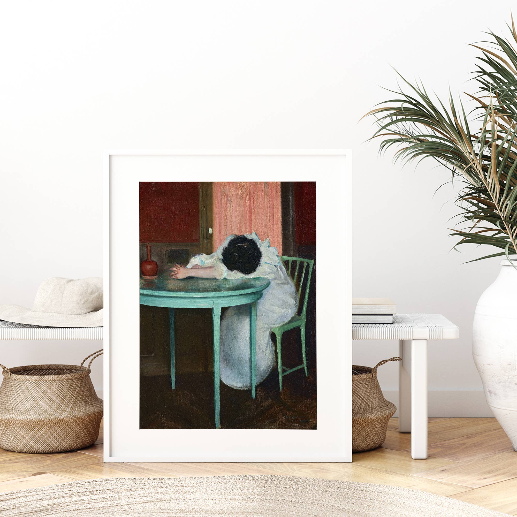 Despite the original artwork by Ramon Casas being over 100 years old, we can relate to her. Featuring stunning complementary colors of red and green, this print is striking along with being relatable. Let this piece capture your tiredness and become a talking point in your home. (No, seriously, we know you're exhausted.)