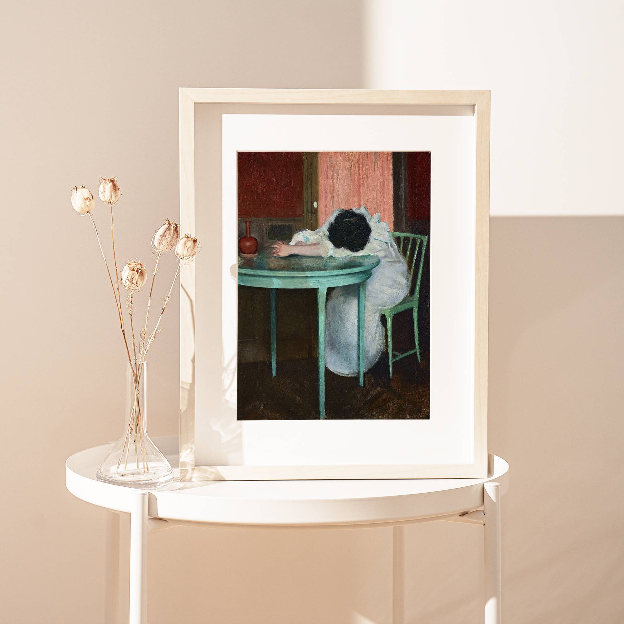 Despite the original artwork by Ramon Casas being over 100 years old, we can relate to her. Featuring stunning complementary colors of red and green, this print is striking along with being relatable. Let this piece capture your tiredness and become a talking point in your home. (No, seriously, we know you're exhausted.)