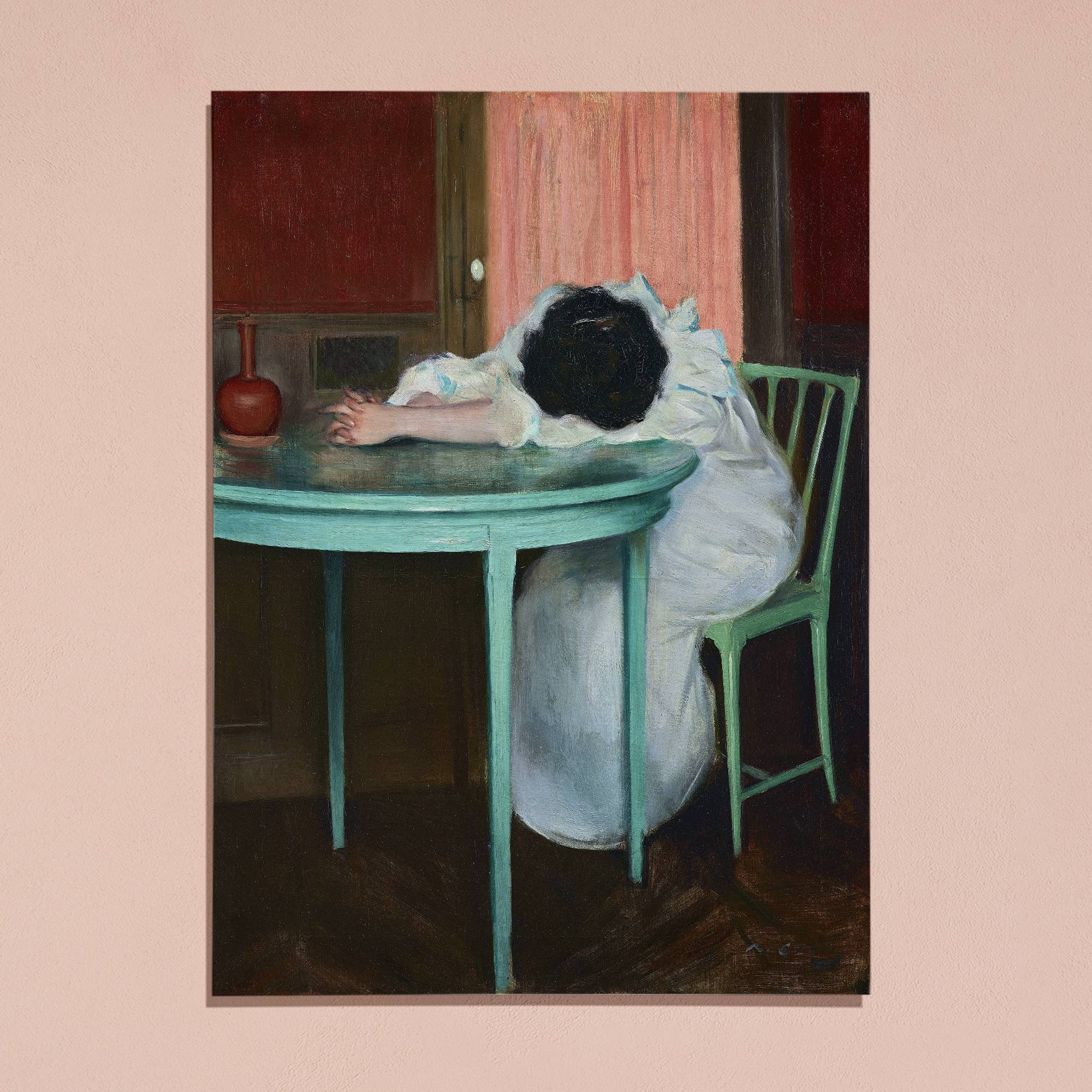 Despite the original artwork by Ramon Casas being over 100 years old, we can relate to her. Featuring stunning complementary colors of red and green, this print is striking along with being relatable. Let this piece capture your tiredness and become a talking point in your home. (No, seriously, we know you&#39;re exhausted.)