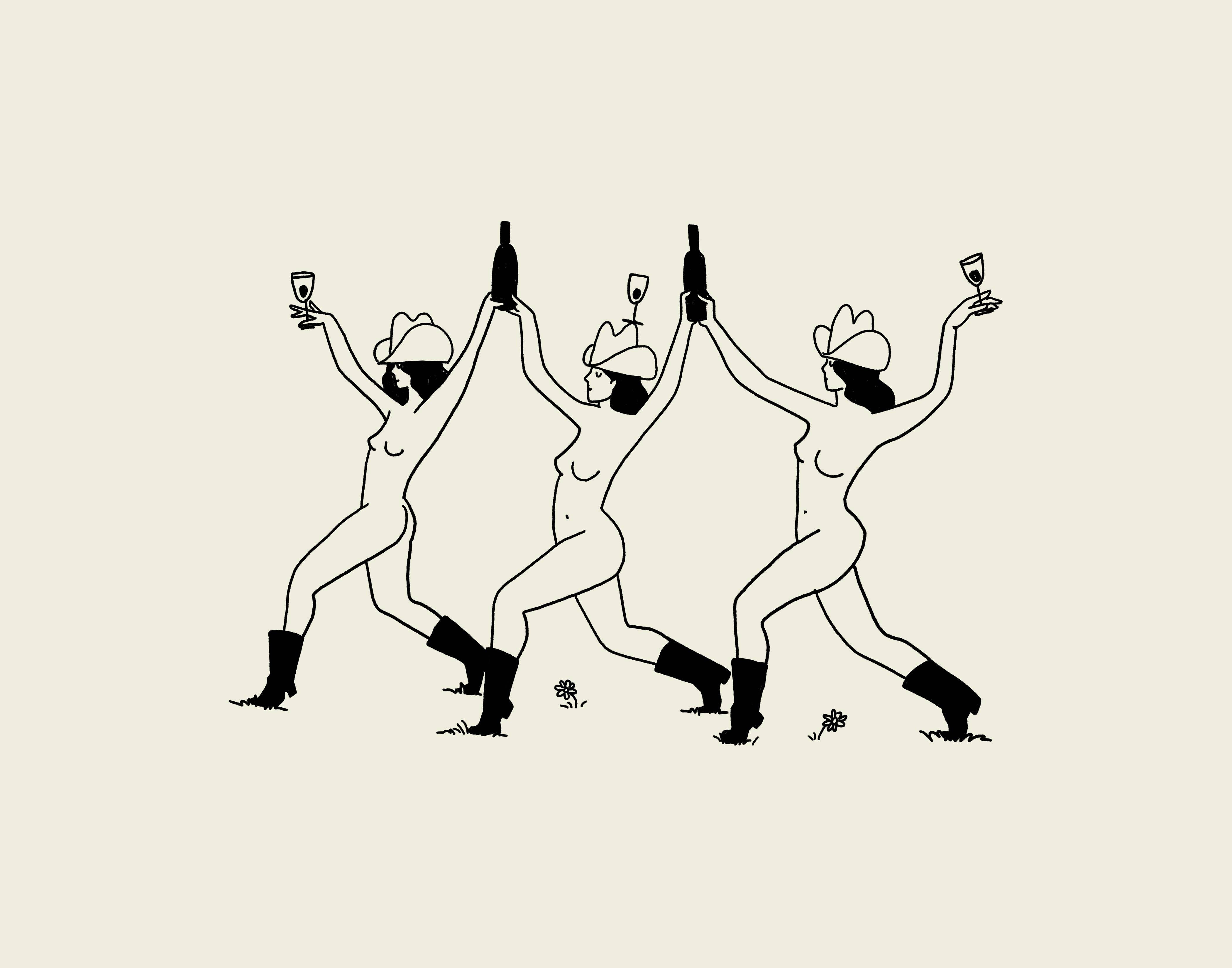 Celebrate friendship, fun, and good times with this minimalist western art print. Featuring three cowgirls strolling through a sunlit field with wine in hand, this charming vintage-inspired art print adds a playful, free-spirited touch to any home decor. Perfect as a cowgirl art print or wine-themed wall decor, it brings warmth, whimsy, and adventure to living rooms, kitchens, or cozy nooks.