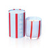 Colorful glass candle with tomato & mint leaf scent. Made with clean-burning soy wax. Reuse the striped vessel as bold, playful glassware.