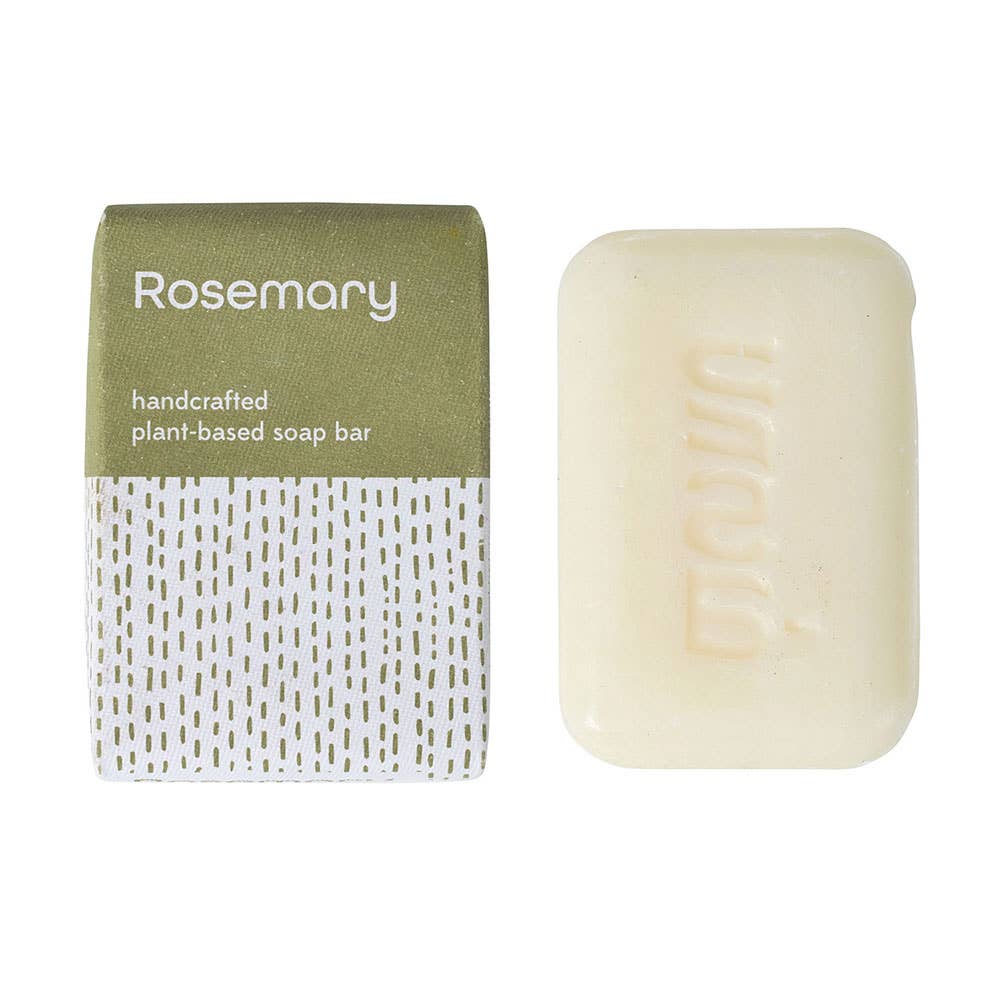 A great way to start your day! Along with its natural deodorizing properties, the invigorating scent of rosemary is known to energize and enhance mental clarity, making this soap an excellent choice for your morning shower. Gentle enough to use daily, non-drying and a natural way help promote a healthy, more youthful glow. Handcrafted in India by the master soap makers of Palam Rural where one bar of soap sends one child to school for one day.&nbsp;