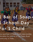The natural anti-inflammatory, antiseptic and moisturizing properties of this handcrafted soap provide the benefits of a high-end skincare regimen without harsh chemicals. Renowned for its cooling and oil balancing properties, sandalwood is an ideal choice for combination skin types. Handcrafted in India by the master soap makers of Palam Rural where one bar of soap sends one child to school for one day.