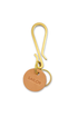 Solid brass hook keychain with a round natural leather tag stamped SAILOR on white
