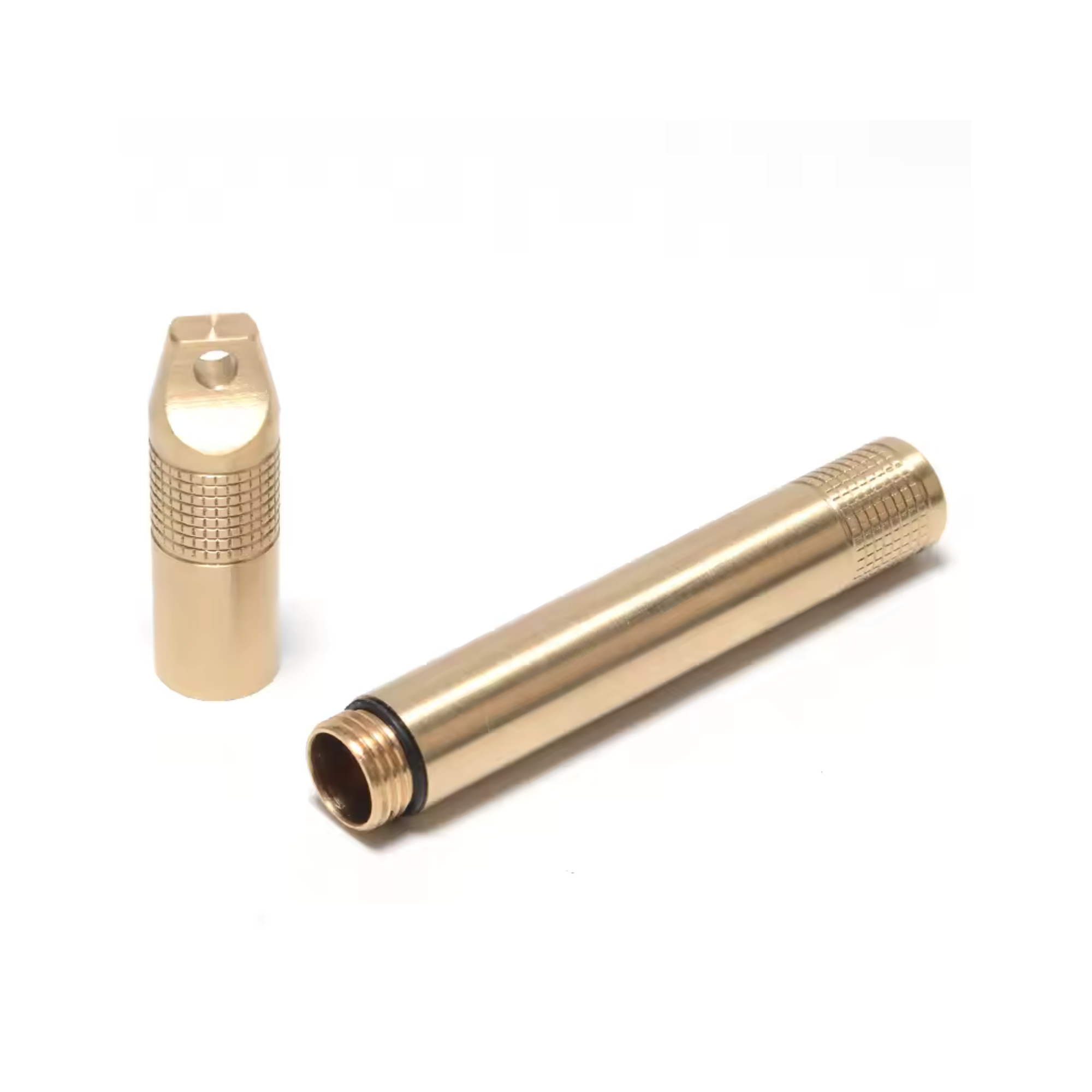 A sleek and sturdy brass cigarette case keychain that's as practical as it is cool. Waterproof and crush-proof, this metal cigarette case clips right onto your bag or keys and keeps your cigarettes, pills, or toothpicks safe and secure wherever you go. This compact keychain cigarette holder slips discreetly into any pocket or purse without the bulk.