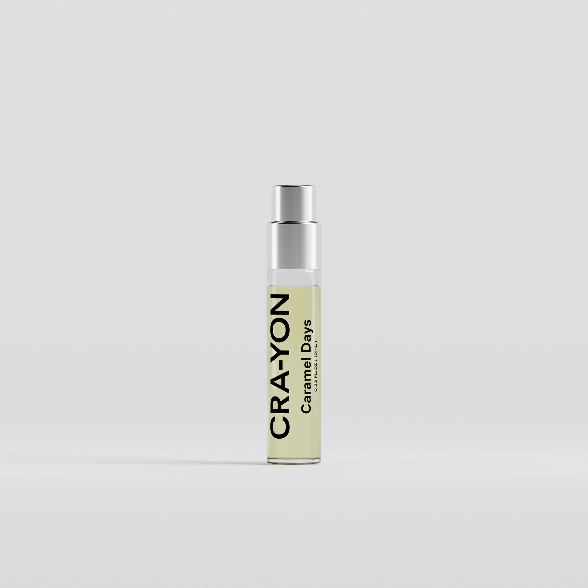 Caramel Days Eau de Parfum 10ml by CRA-YON. A warm, creamy fragrance with citrus, coconut, vanilla, and cacao. Travel-friendly, vegan, cruelty-free scent.