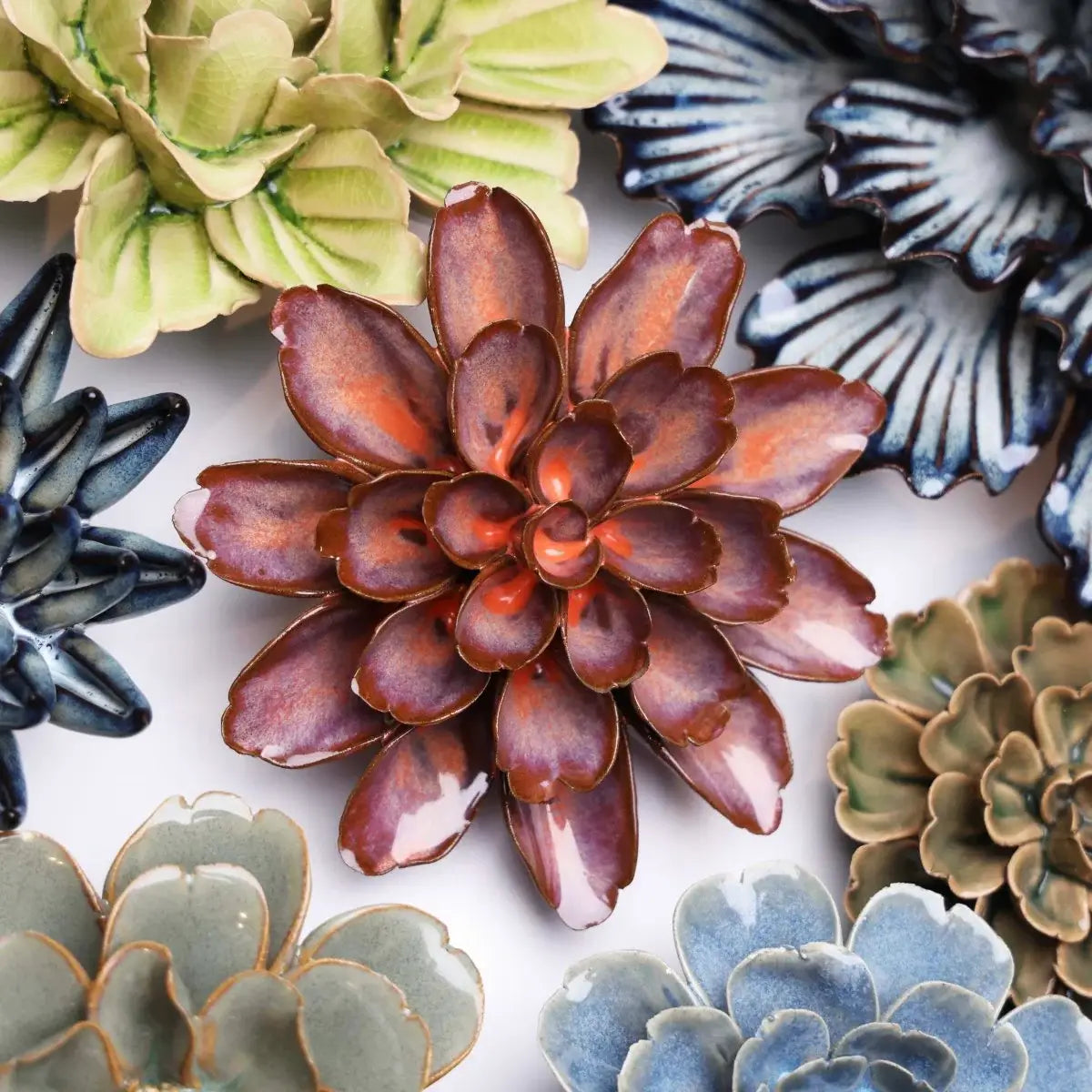 Ceramic Flower Wall Art | Peach Mocha Cornflower