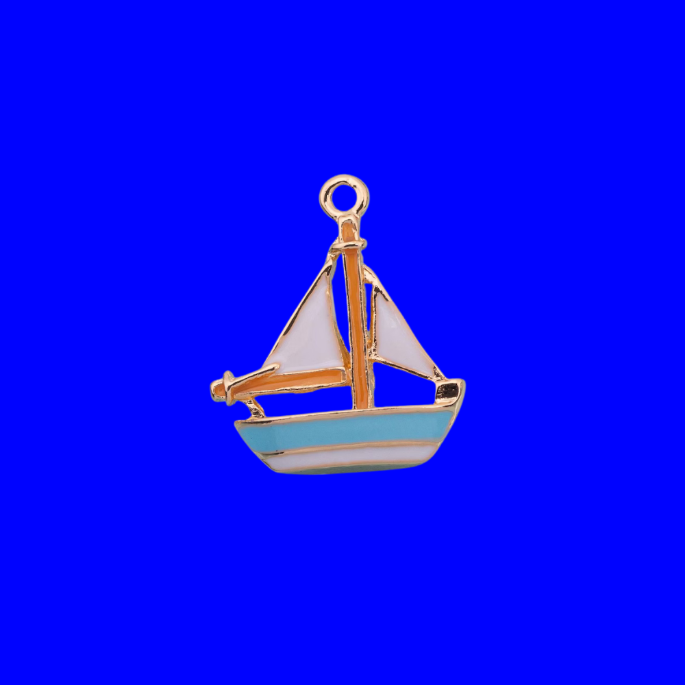 Sailboat charm on a blue background