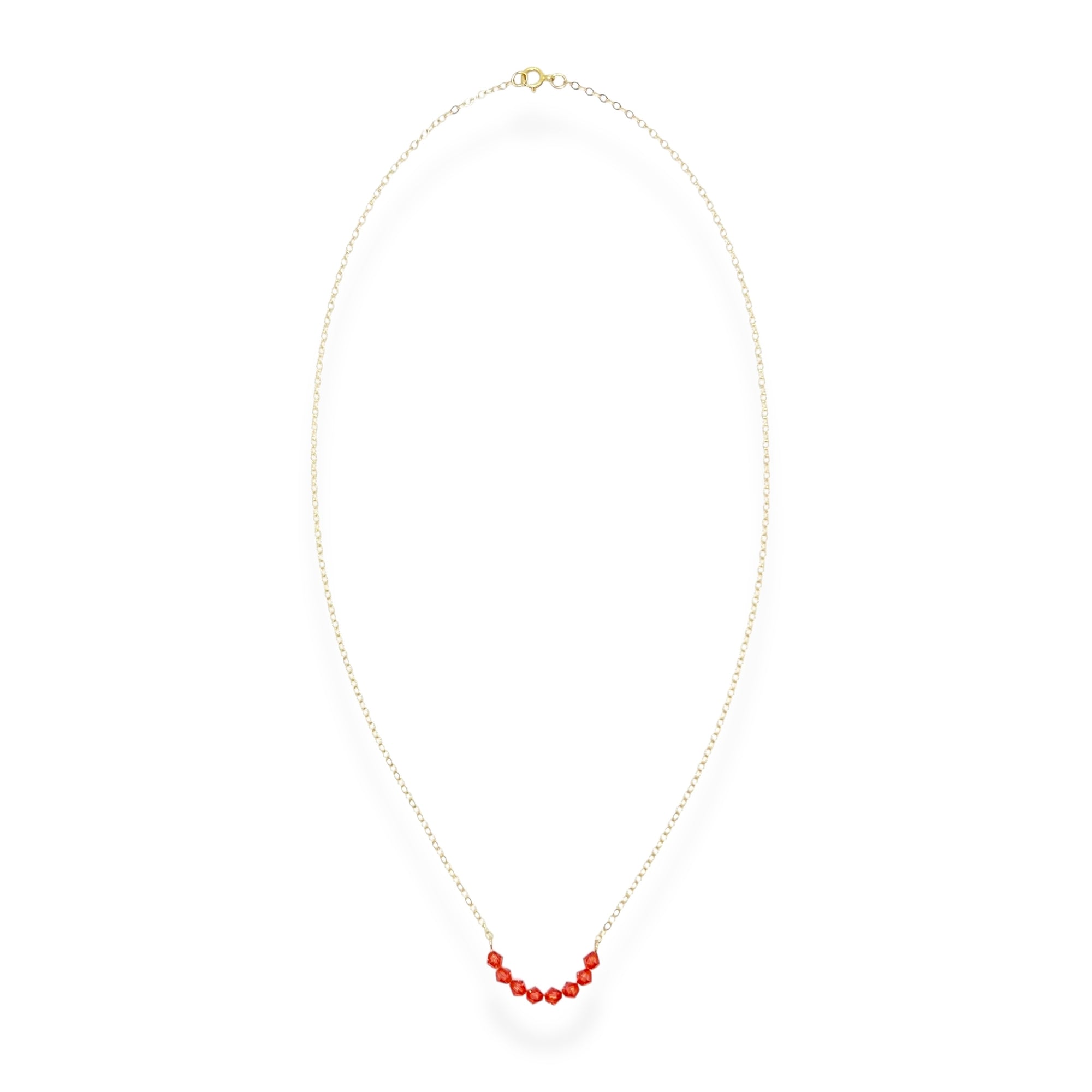 The Crystal Arc Necklace brings a playful twist to a minimal silhouette. Featuring a smooth, curved, colorful crystal arc, it’s designed to rest beautifully along your neckline. This piece adds an effortless pop of color that’s perfect for layering or wearing solo when you want a simple statement.