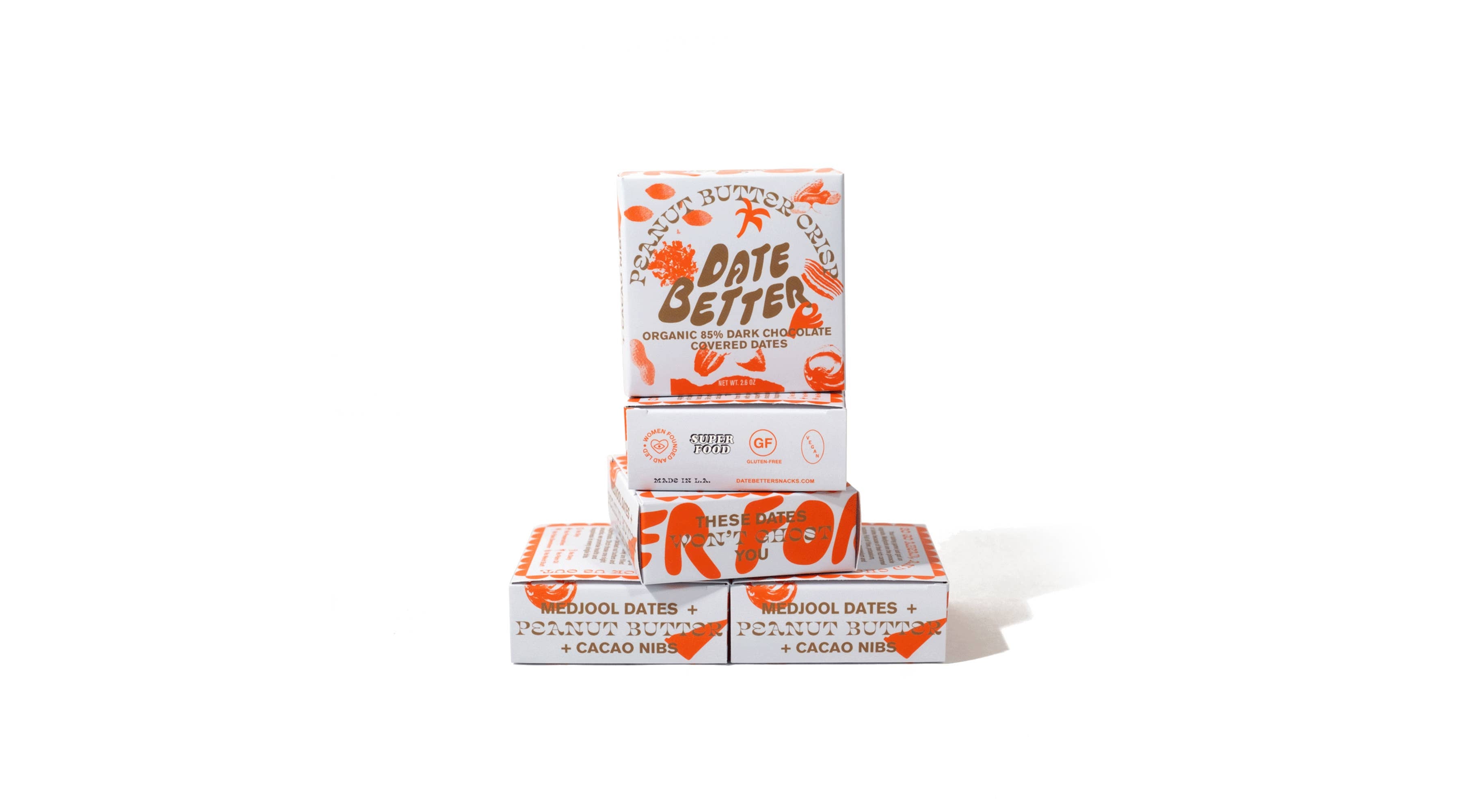 Stack of 'Date Better' boxes on a white background