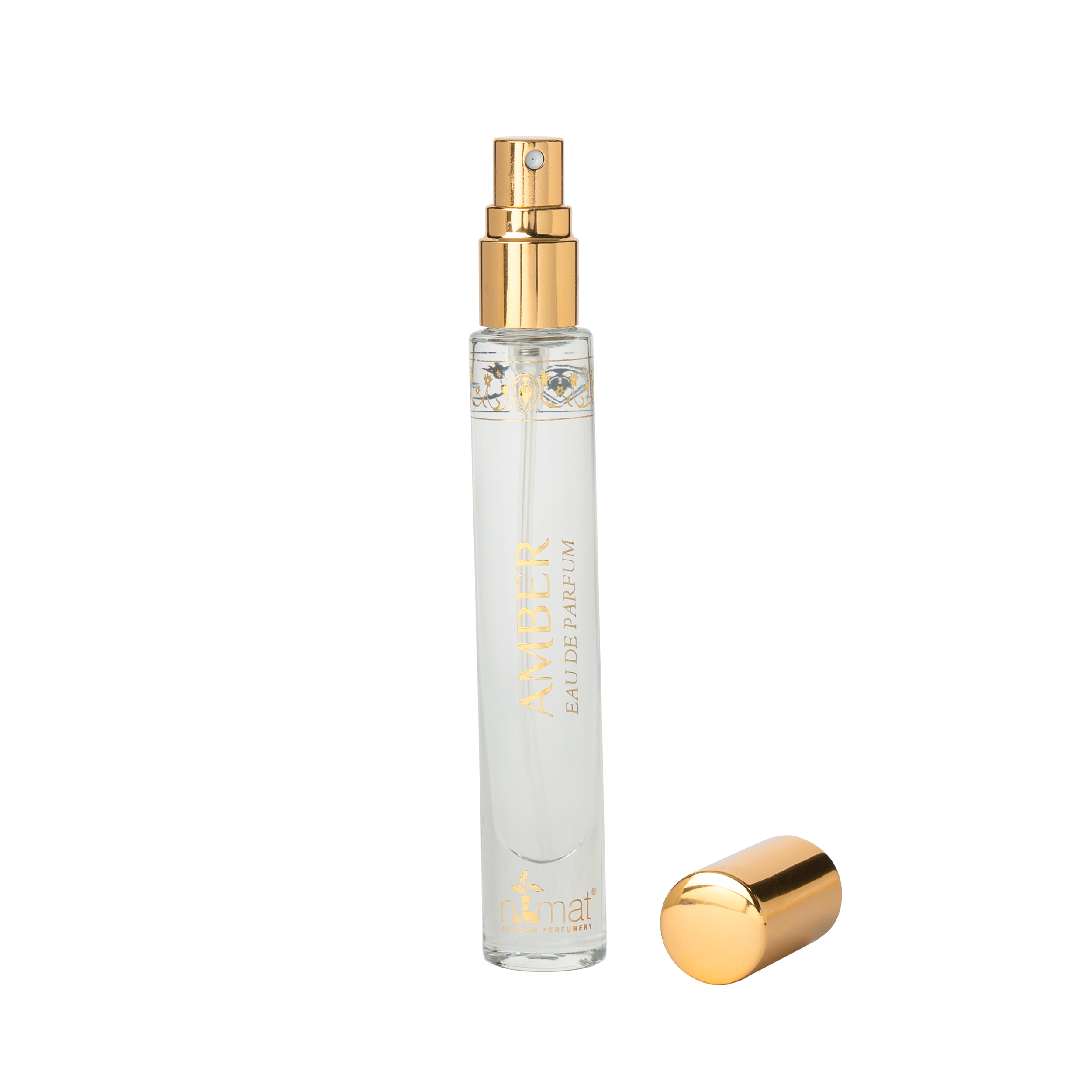 Nemat’s Amber Eau de Parfum combines fresh floral, woody, and clean musk notes, creating a timeless, subtle fragrance that blends with your body chemistry for a unique scent.