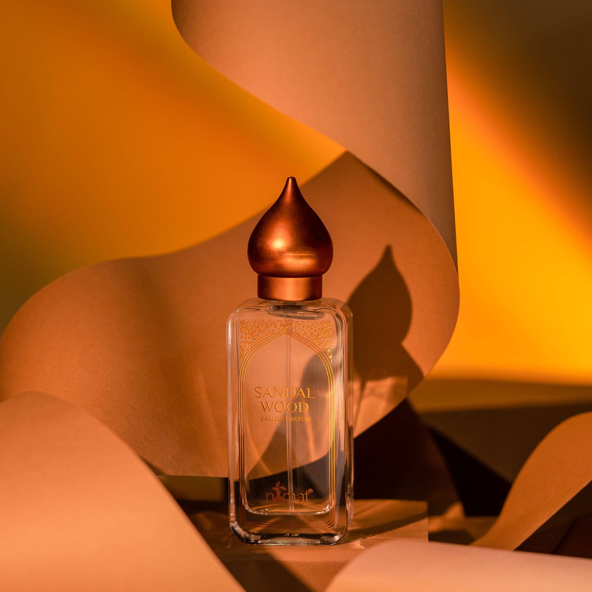 Nemat’s Sandalwood Eau de Parfum blends fresh woods, sandalwood heart, and creamy base notes for a grounding, elegant scent inspired by Indian traditions and sustainably sourced sandalwood.