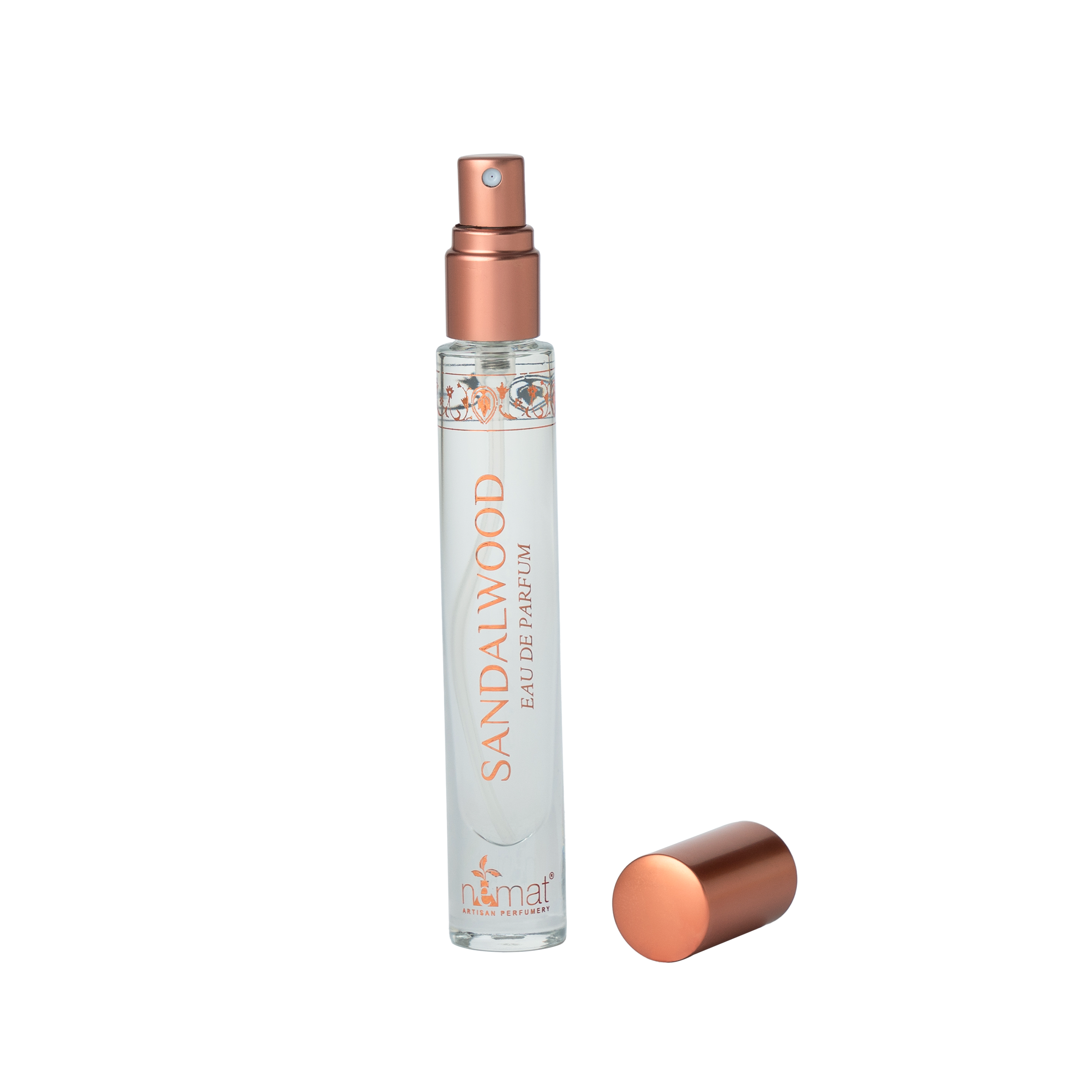 Nemat’s Sandalwood Eau de Parfum blends fresh woods, sandalwood heart, and creamy base notes for a grounding, elegant scent inspired by Indian traditions and sustainably sourced sandalwood.