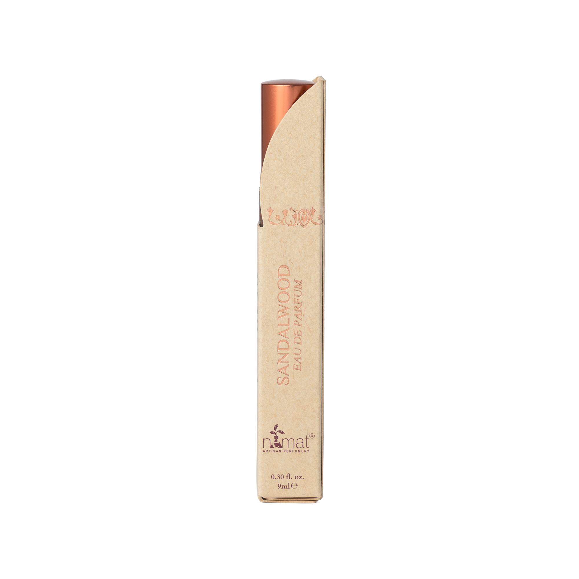 Nemat’s Sandalwood Eau de Parfum blends fresh woods, sandalwood heart, and creamy base notes for a grounding, elegant scent inspired by Indian traditions and sustainably sourced sandalwood.