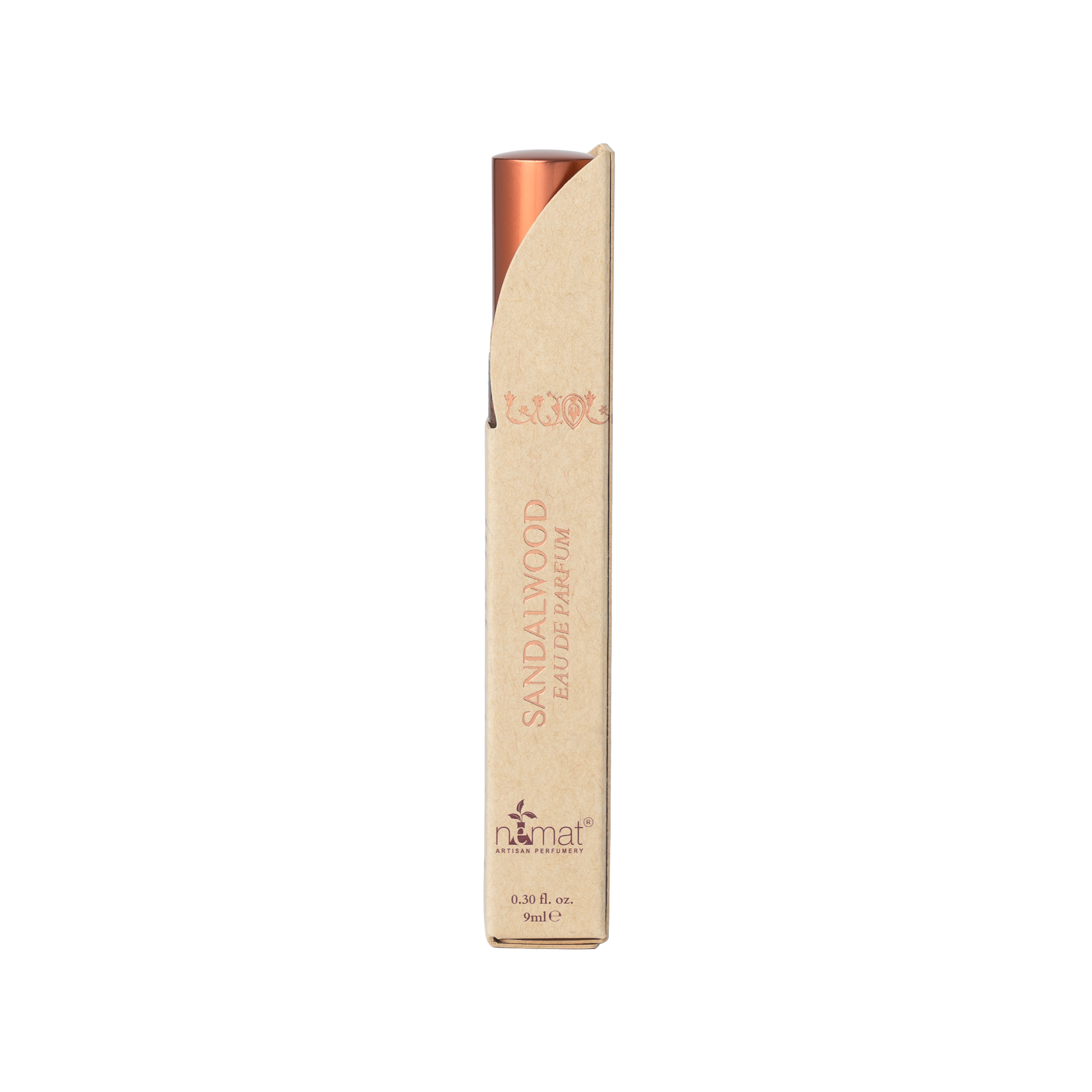 Nemat’s Sandalwood Eau de Parfum blends fresh woods, sandalwood heart, and creamy base notes for a grounding, elegant scent inspired by Indian traditions and sustainably sourced sandalwood.