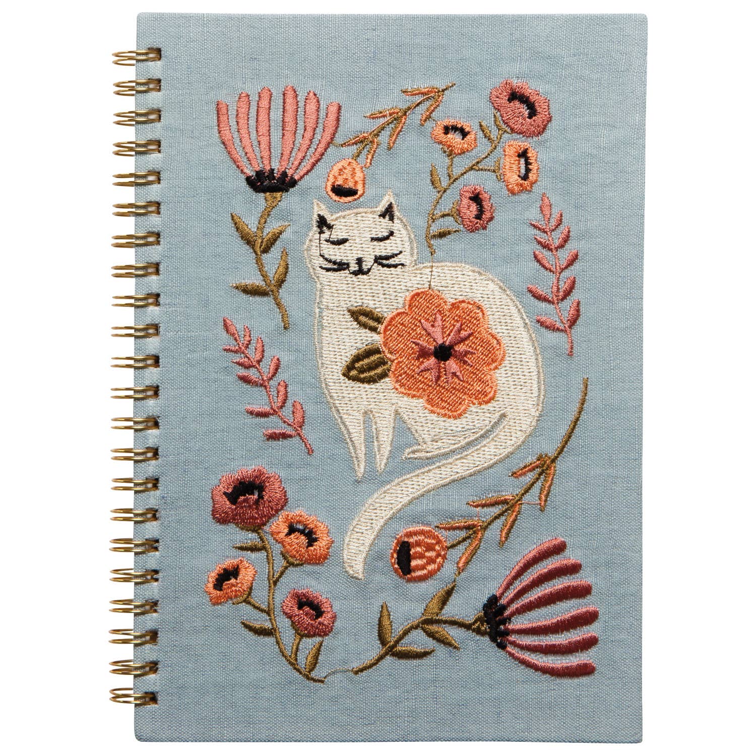 The embroidered covers of this Catbloom ring bound notebook is sure to prompt inspired ideas to fill the pages within. Ruled paper for easy journaling.