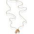 Sterling silver chain necklace with a small copper arch pendant on a white background