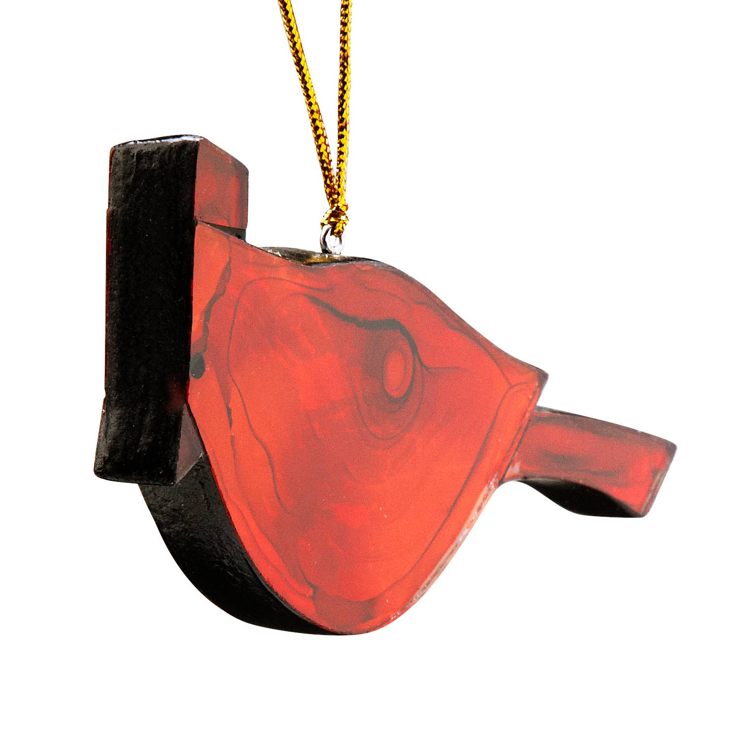 Made of semi-translucent red glass, this cardinal fire bird ornament can be used as a Christmas decoration, or a year-round accent. It hangs beautifully in a window, catching the sunlight, adding a charming quality to any space.