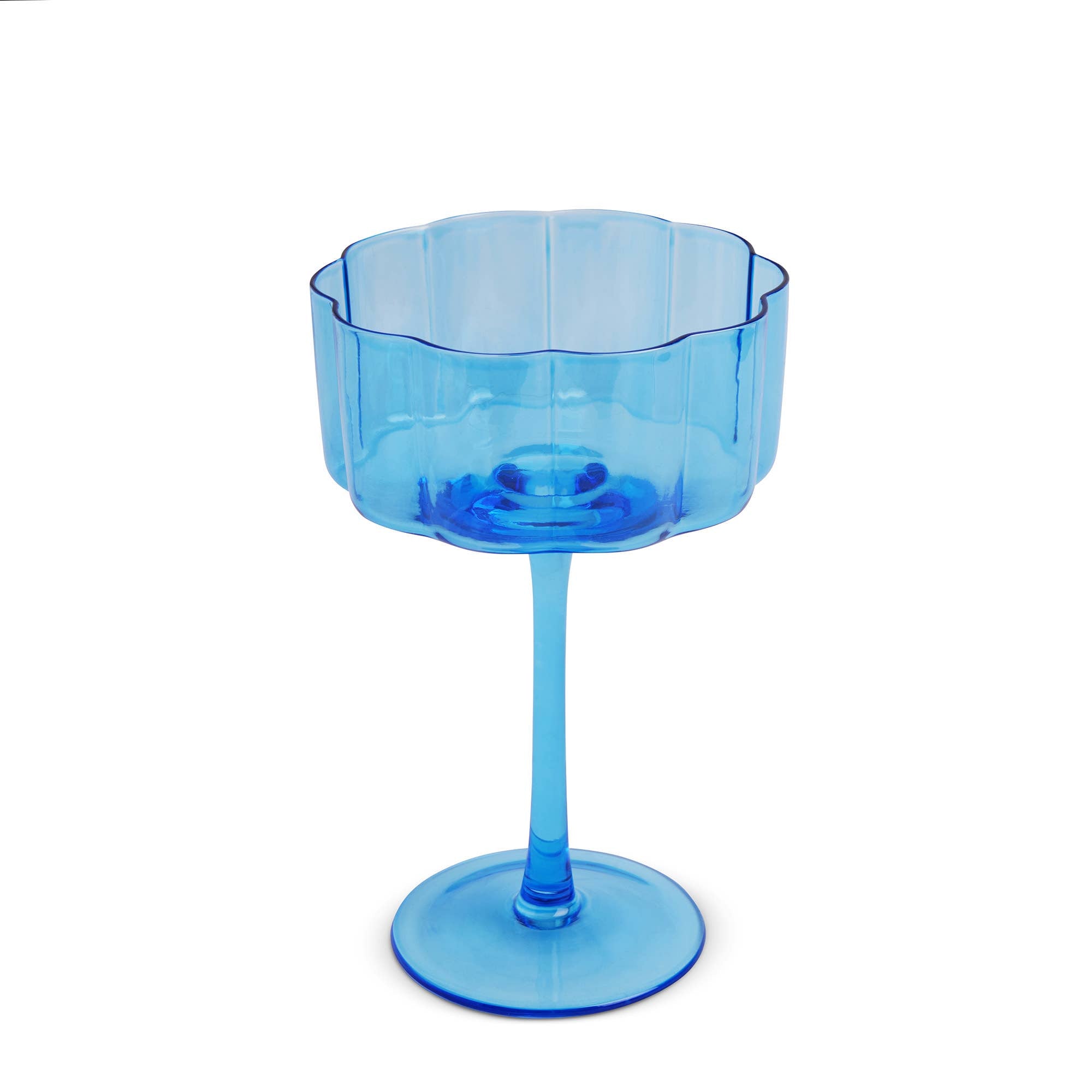 Sip in style with the Flower Martini Glass! This 8.5oz blue glass features a delicate floral shape—elegant, fun, and perfect for your next cocktail.
