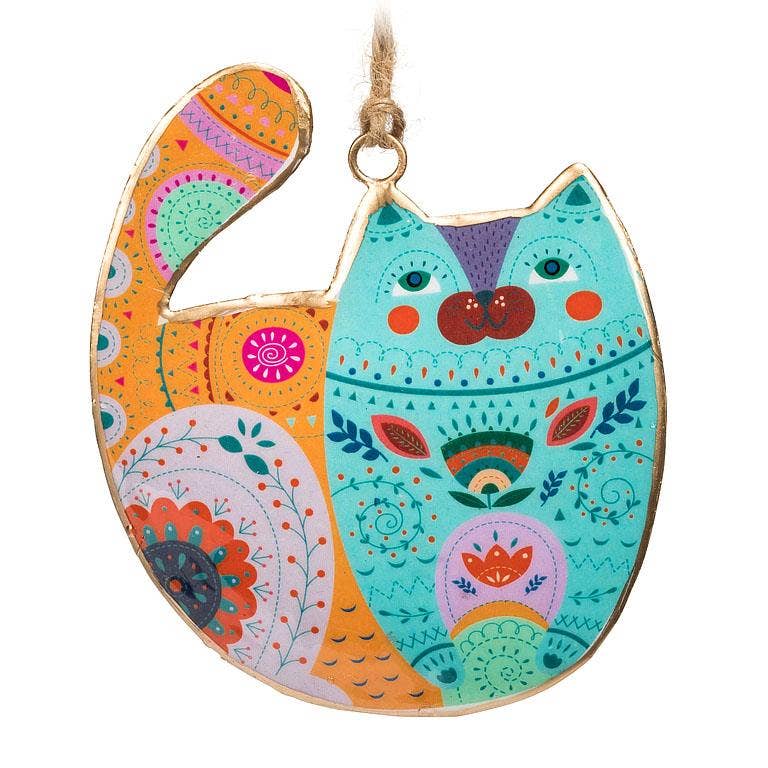 Anyone who loves cats and colour will absolutely adore these eye-catching Groovy Cat Ornaments. Available in four assorted styles, these double-sided metal ornaments are each imprinted with a uniquely illustrated cat accented with vibrant colors and decorative patterns for a delightful decorative addition to any space.