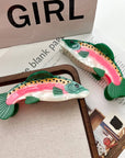 Make a playful, outdoorsy statement with this rainbow trout-shaped hair claw clip. Crafted from smooth acetate, it’s lightweight yet secure, adding a whimsical, nature-inspired touch to your look. Perfect for anglers, animal lovers, or anyone who enjoys a quirky, eye-catching accessory.
