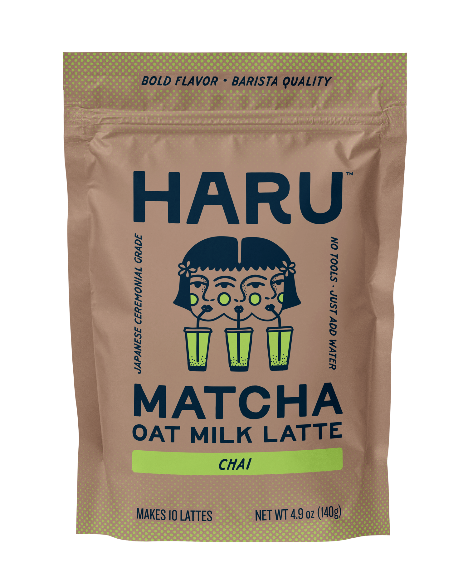 Haru Matcha Oat Milk Latte package on a white background