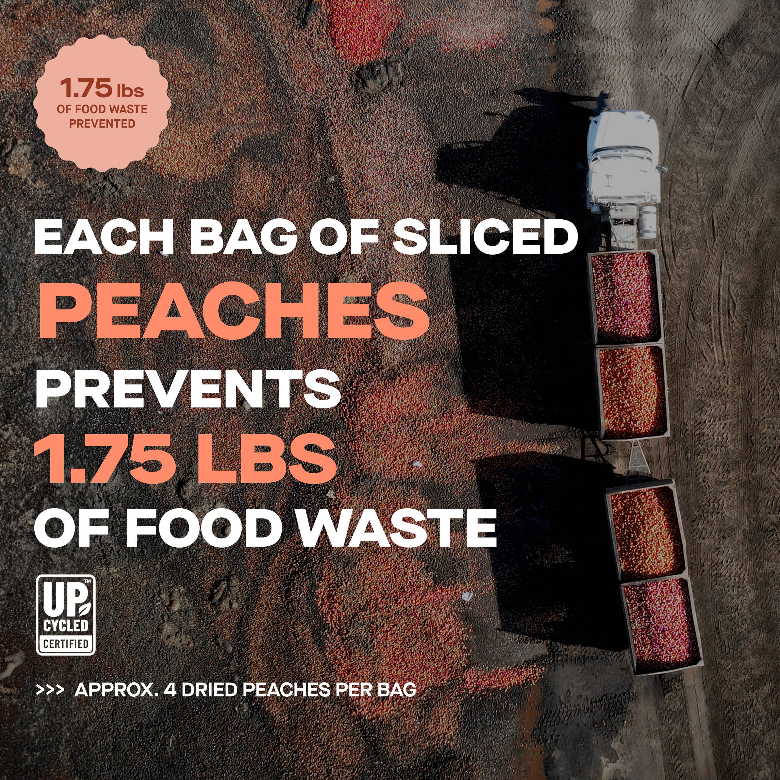 All-natural dried peaches made from "ugly" California fruit. No sugar, no additives—just sweet, single-ingredient slices that help fight food waste.
