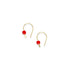 Gold horseshoe pull-through hoops with red crystals in Spark on white