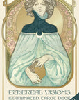 Ethereal Visions Tarot by Matt Hughes. 80 gold foil art nouveau tarot cards, 2 bonus Major Arcana & 140-page guidebook. Collector's tarot deck.