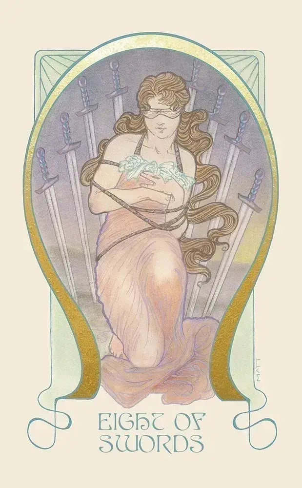 Ethereal Visions Tarot by Matt Hughes. 80 gold foil art nouveau tarot cards, 2 bonus Major Arcana &amp; 140-page guidebook. Collector's tarot deck.