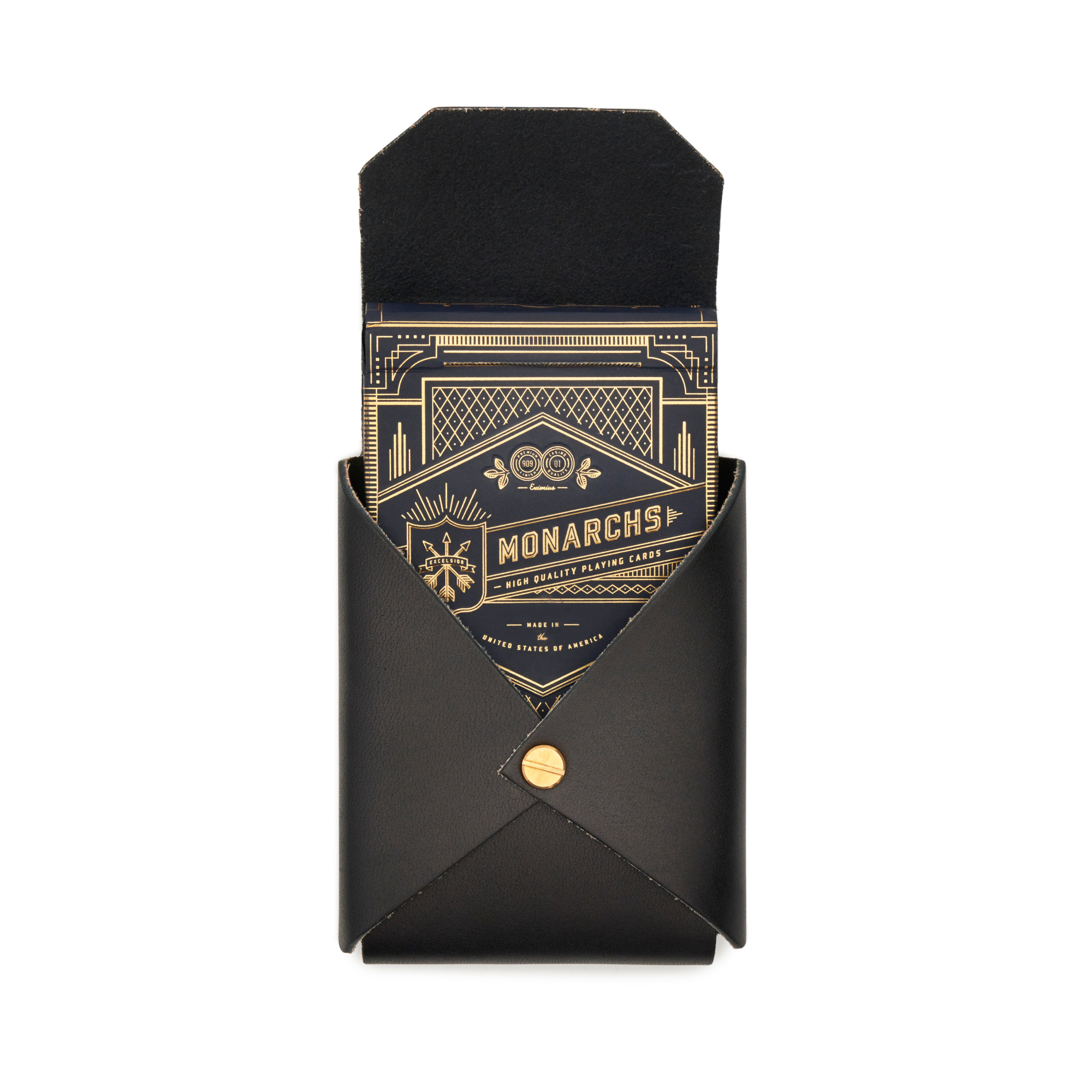 Our leather case elevates this experience to new heights. Meticulously created from vegetable-tanned English bridle leather sourced from a prestigious US tannery, each case is meticulously cut from hide within our Texas studio. Inspired by the art of origami and driven by the quest to infuse beauty into function, the King Playing Card Set offers a tasteful accessory for your cherished deck.