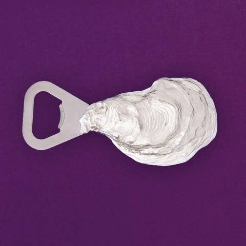 The Oyster Bottle Opener, crafted from pewter with a stainless steel opener component, combines style and function, perfect for seafood lovers and collectors.