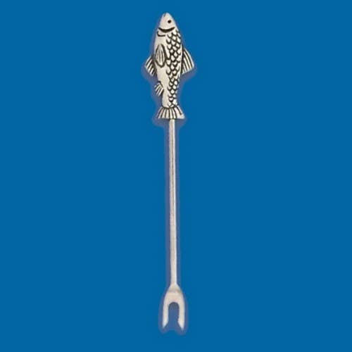 Reel in the compliments with the Pewter Fish Hors d'Oeuvre Pick! Made of pewter with a sturdy stainless steel pick, this charming pick is perfect for both fishing enthusiasts and those looking to add a playful touch to their kitchen or charcuterie board. Fine hand-crafted pewter and stainless steel, made in Canada.