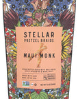 Stellar Pretzel Braids Maui Monk packaging with colorful floral design