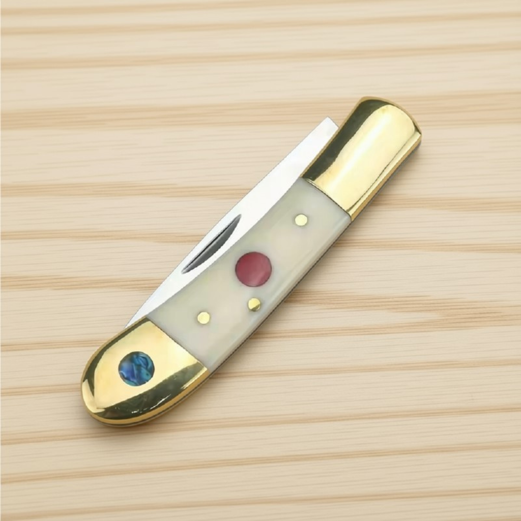Bone and Mother of Pearl Inlaid Pocket Knife | Steel Blade