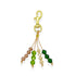 Leather tassel purse charm in Muse with green and amber crystals and brass clip