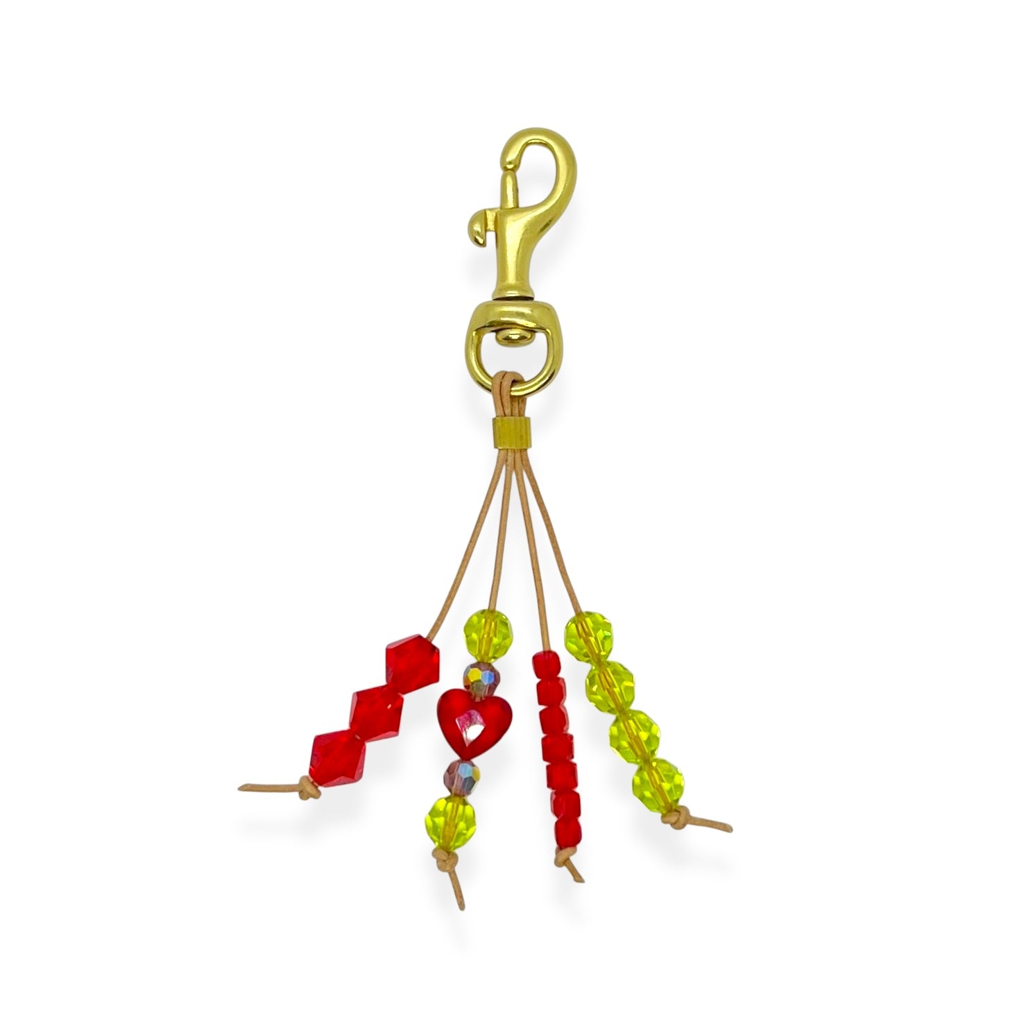 Part accessory, part keepsake, this leather tassel charm adds a meaningful pop of color and texture to your everyday carry. With hand-cut crystals and solid brass hardware, it’s designed to clip easily onto your bag or keys for a bit of beauty and sparkle on the go.
